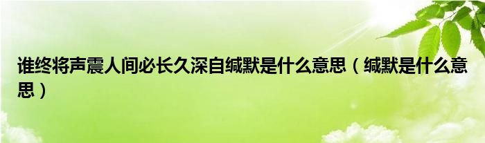 谁终将声震人间必长久深自缄默是什么意思（缄默是什么意思）