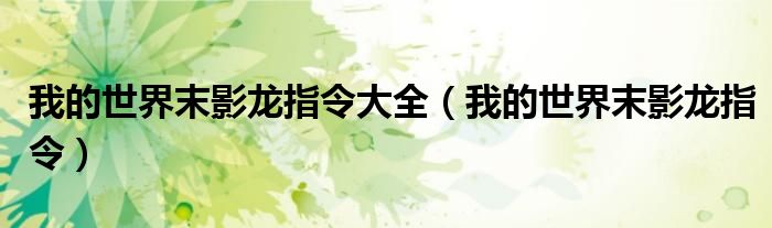 我的世界末影龙指令大全（我的世界末影龙指令）