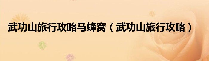 武功山旅行攻略马蜂窝（武功山旅行攻略）