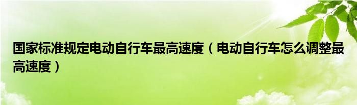 国家标准规定电动自行车最高速度（电动自行车怎么调整最高速度）