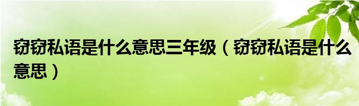 窃窃私语是什么意思三年级（窃窃私语是什么意思）