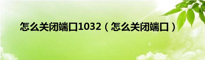 怎么关闭端口1032（怎么关闭端口）