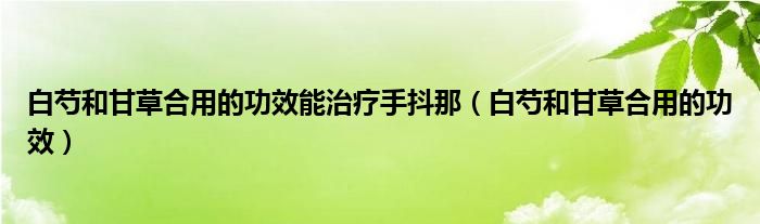 白芍和甘草合用的功效能治疗手抖那（白芍和甘草合用的功效）