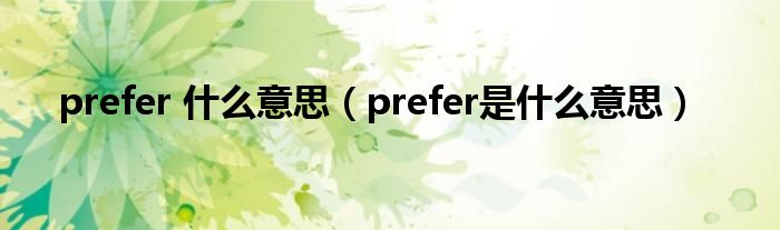 prefer 什么意思（prefer是什么意思）
