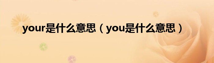 your是什么意思（you是什么意思）
