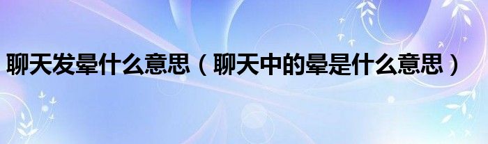 聊天发晕什么意思（聊天中的晕是什么意思）