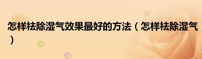 怎样祛除湿气效果最好的方法（怎样祛除湿气）