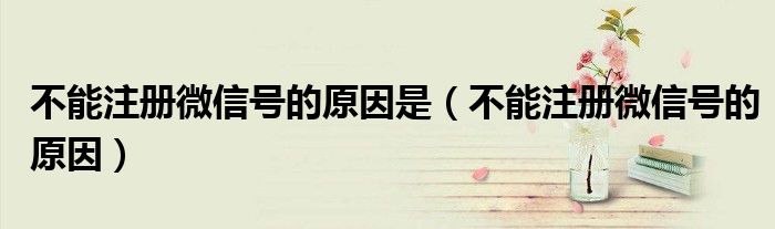 不能注册微信号的原因是（不能注册微信号的原因）