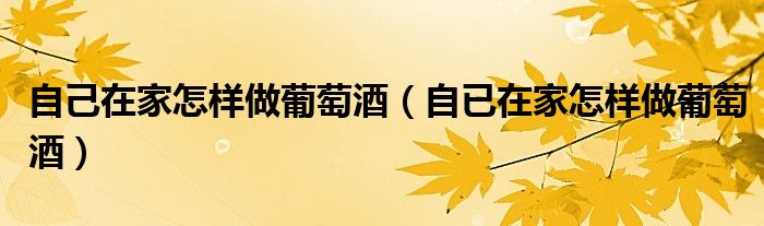 自己在家怎样做葡萄酒（自已在家怎样做葡萄酒）