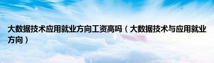 大数据技术应用就业方向工资高吗（大数据技术与应用就业方向）