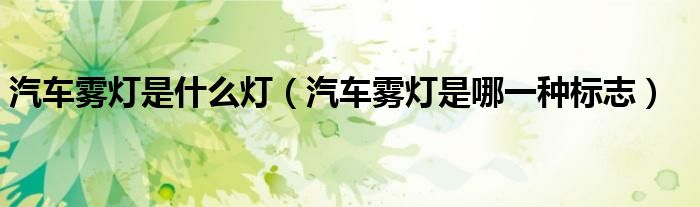 汽车雾灯是什么灯（汽车雾灯是哪一种标志）