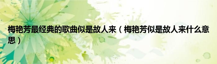 梅艳芳最经典的歌曲似是故人来（梅艳芳似是故人来什么意思）