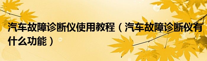 汽车故障诊断仪使用教程（汽车故障诊断仪有什么功能）
