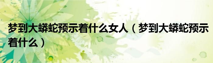 梦到大蟒蛇预示着什么女人（梦到大蟒蛇预示着什么）