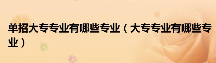 单招大专专业有哪些专业（大专专业有哪些专业）