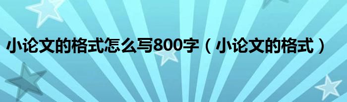 小论文的格式怎么写800字（小论文的格式）