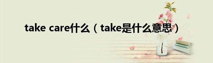 take care什么（take是什么意思）