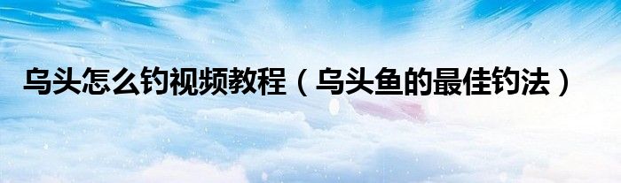 乌头怎么钓视频教程（乌头鱼的最佳钓法）