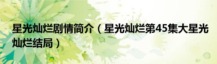 星光灿烂剧情简介（星光灿烂第45集大星光灿烂结局）