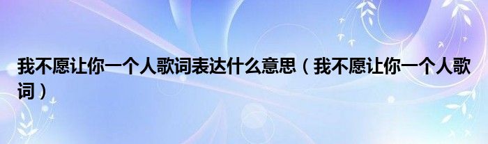 我不愿让你一个人歌词表达什么意思（我不愿让你一个人歌词）