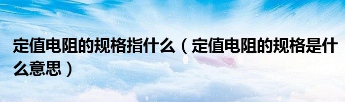 定值电阻的规格指什么（定值电阻的规格是什么意思）