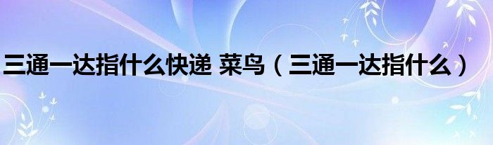 三通一达指什么快递 菜鸟（三通一达指什么）