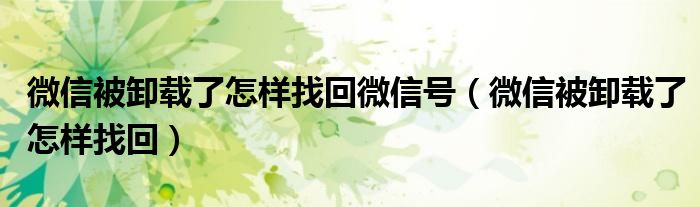 微信被卸载了怎样找回微信号（微信被卸载了怎样找回）