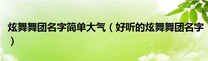 炫舞舞团名字简单大气（好听的炫舞舞团名字）