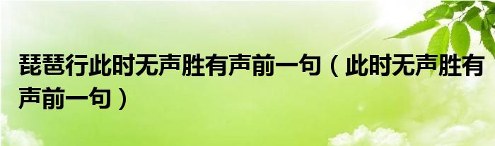 琵琶行此时无声胜有声前一句（此时无声胜有声前一句）