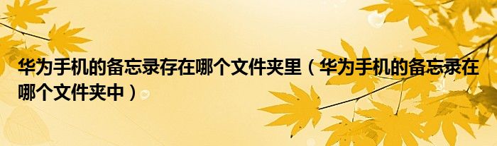 华为手机的备忘录存在哪个文件夹里（华为手机的备忘录在哪个文件夹中）
