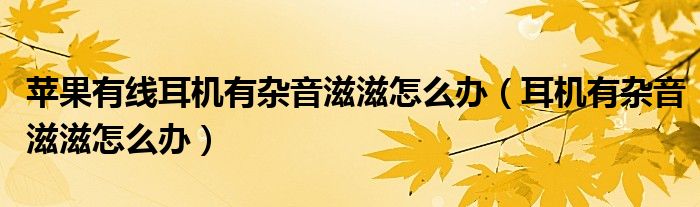 苹果有线耳机有杂音滋滋怎么办（耳机有杂音滋滋怎么办）