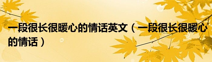 一段很长很暖心的情话英文（一段很长很暖心的情话）