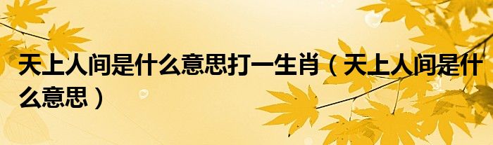 天上人间是什么意思打一生肖（天上人间是什么意思）