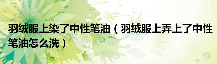 羽绒服上染了中性笔油（羽绒服上弄上了中性笔油怎么洗）