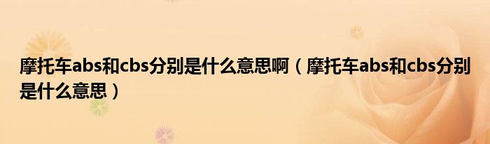 摩托车abs和cbs分别是什么意思啊（摩托车abs和cbs分别是什么意思）