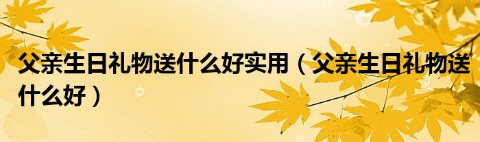 父亲生日礼物送什么好实用（父亲生日礼物送什么好）
