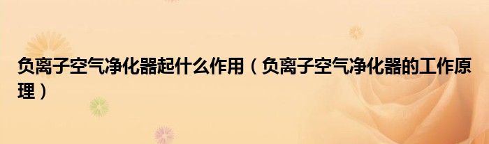 负离子空气净化器起什么作用（负离子空气净化器的工作原理）