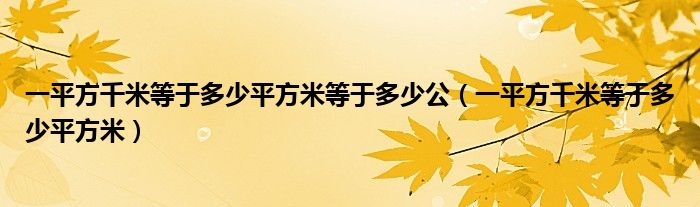 一平方千米等于多少平方米等于多少公（一平方千米等于多少平方米）