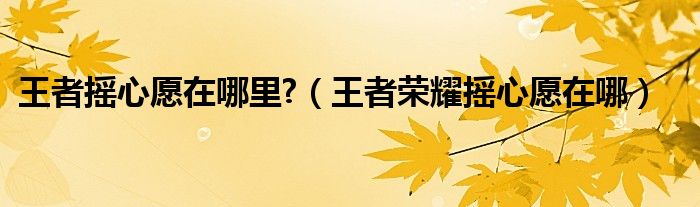 王者摇心愿在哪里?（王者荣耀摇心愿在哪）