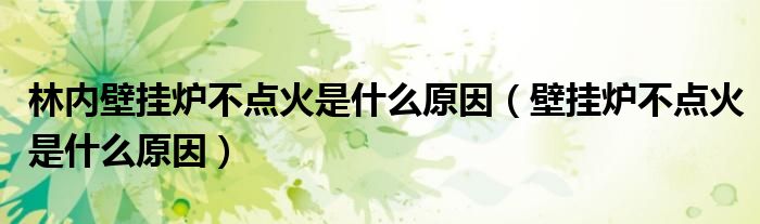 林内壁挂炉不点火是什么原因（壁挂炉不点火是什么原因）
