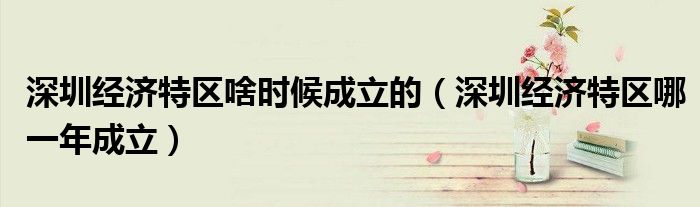 深圳经济特区啥时候成立的（深圳经济特区哪一年成立）