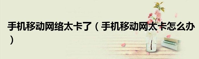 手机移动网络太卡了（手机移动网太卡怎么办）