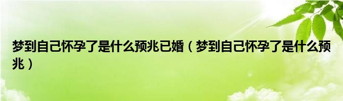 梦到自己怀孕了是什么预兆已婚（梦到自己怀孕了是什么预兆）