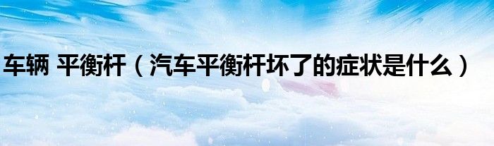 车辆 平衡杆（汽车平衡杆坏了的症状是什么）