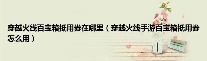 穿越火线百宝箱抵用券在哪里（穿越火线手游百宝箱抵用券怎么用）