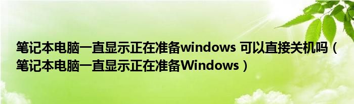 笔记本电脑一直显示正在准备windows 可以直接关机吗（笔记本电脑一直显示正在准备Windows）
