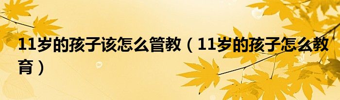 11岁的孩子该怎么管教（11岁的孩子怎么教育）