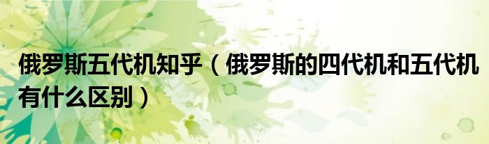 俄罗斯五代机知乎（俄罗斯的四代机和五代机有什么区别）