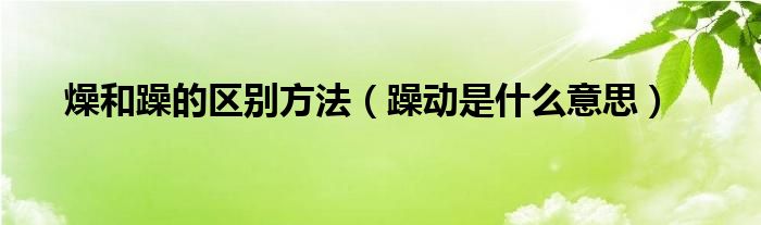 燥和躁的区别方法（躁动是什么意思）