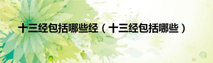 十三经包括哪些经（十三经包括哪些）